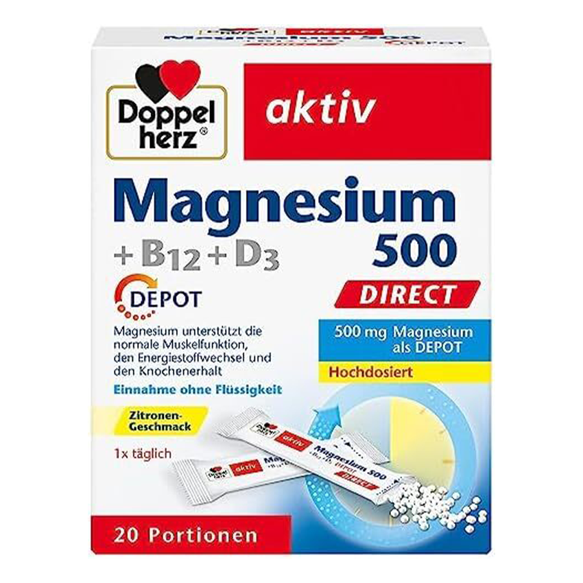 Doppelherz Direct Depot Magnesium 500 + B12 + D3