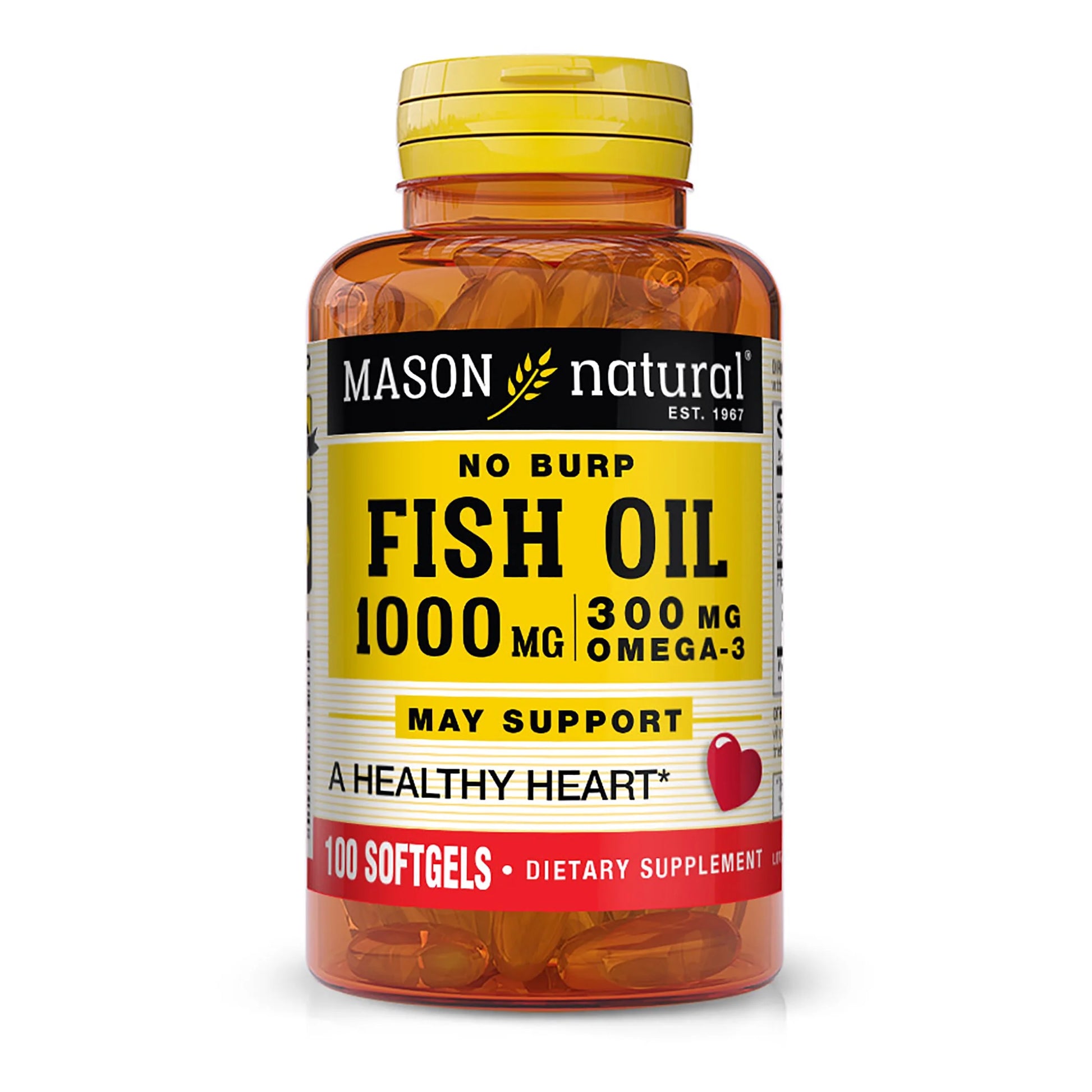 No Burp Fish Oil 1000 Mg Omega-3 300 Mg, 100 Softgels