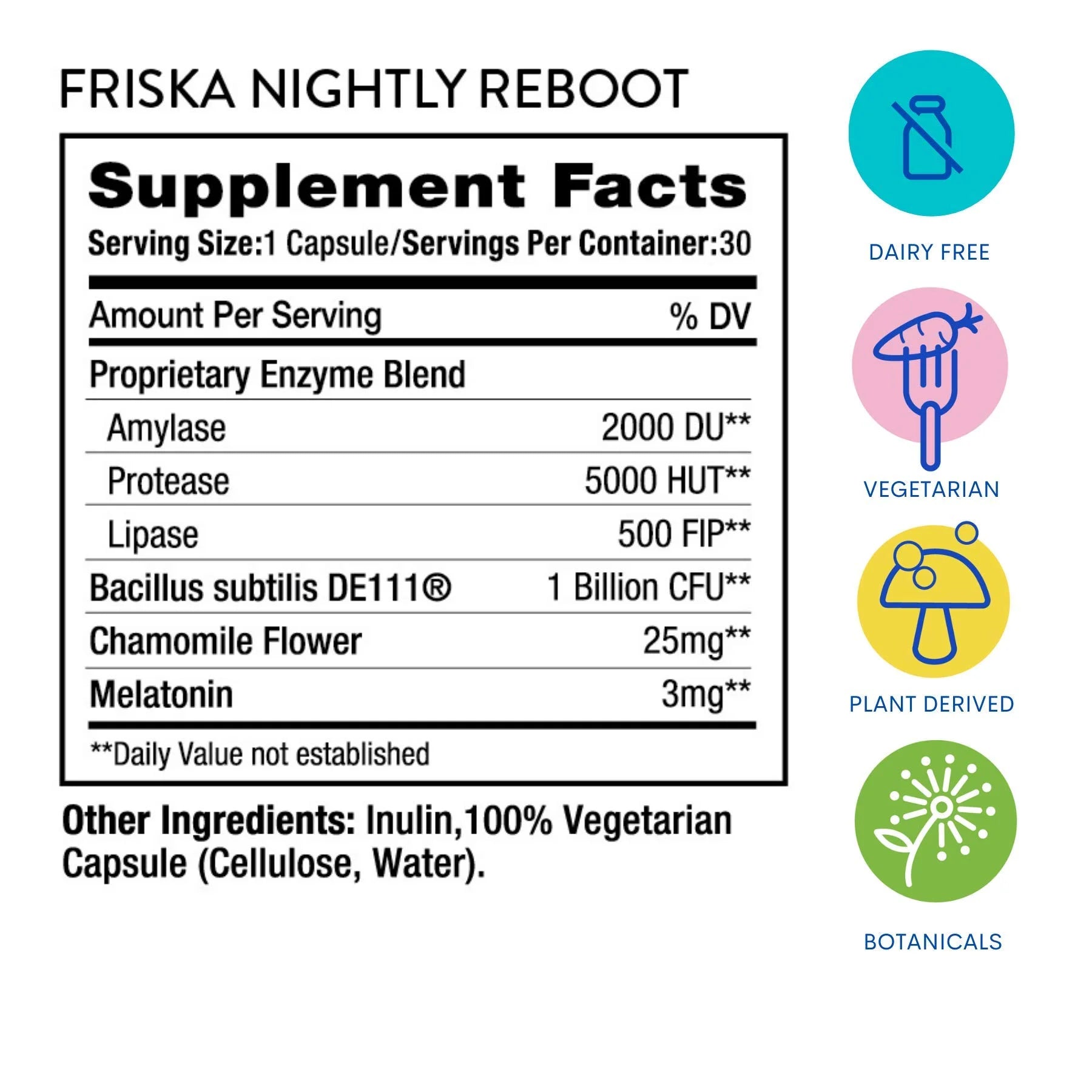 Nightly Reboot | Digestive Enzymes and Probiotics Supplement | Promotes Better Digestion | Natural Sleep and Rest Aid | 30 Capsules