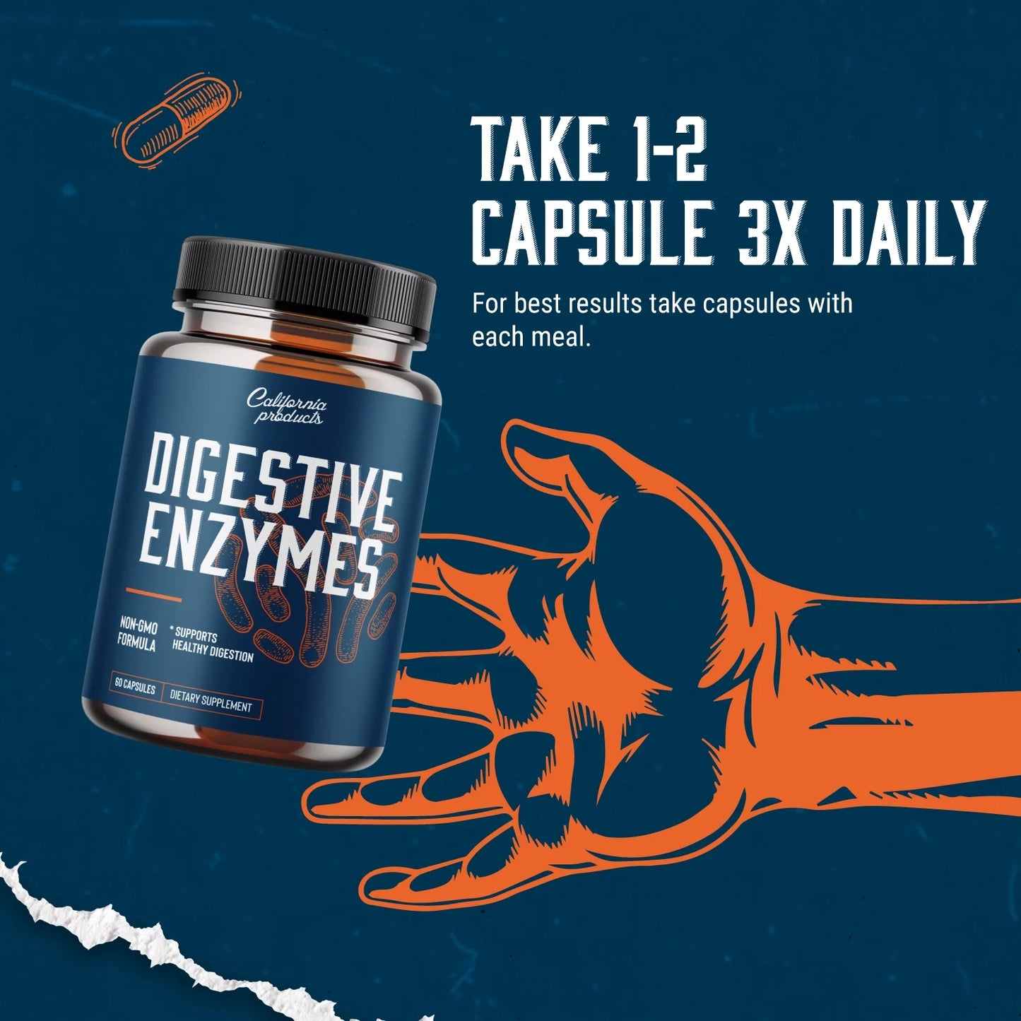 Pure Digestive Enzyme Capsules with Lipase Amylase Protease - Aids Digestive System Natural Immune System Booster - Breaks down Carbohydrates Reduce Bloating Gas Digestive Enzymes Pills