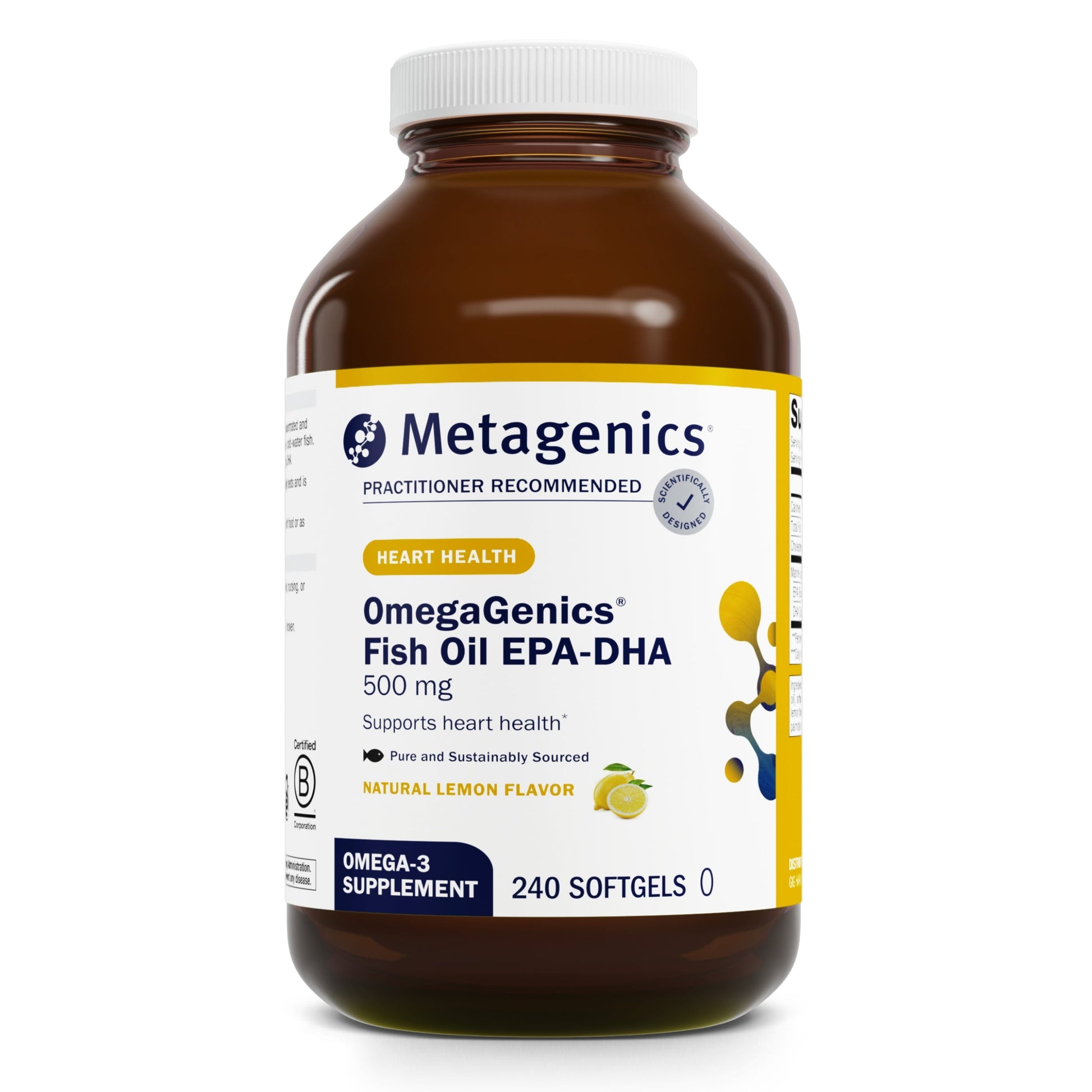 Omegagenics Fish Oil EPA-DHA 500 Mg - Supports Cardiovascular Health* - Fish Oil EPA DHA - Purity & Quality Tested - Non-Gmo & Gluten-Free - 240 Count